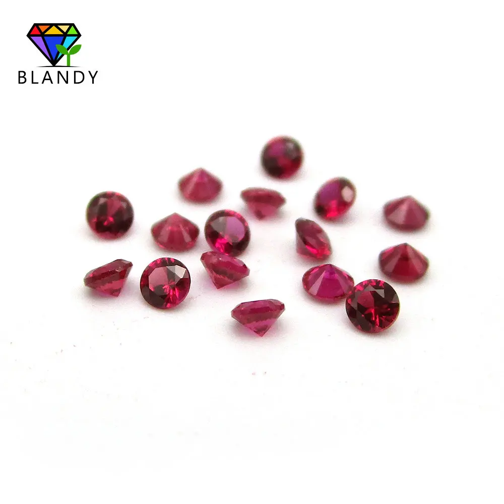 Cena fabryczna rozmiar 1.0 ~ 3.0mm okrągły Brilliant Cut ciemny #8 czerwony kamień korund syntetyczny kamienie szlachetne kamień do biżuterii — zdjęcie 2