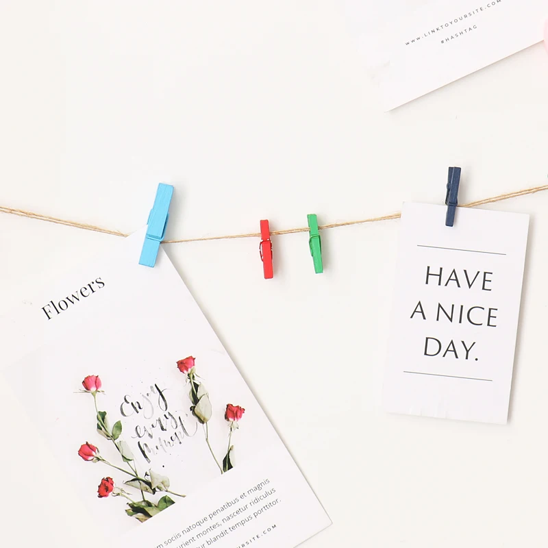 TUTU Beautiful Design Mini Color Wooden Clips Decorations Paper Photo Spring Clips For Message Cards Office Supply H0296