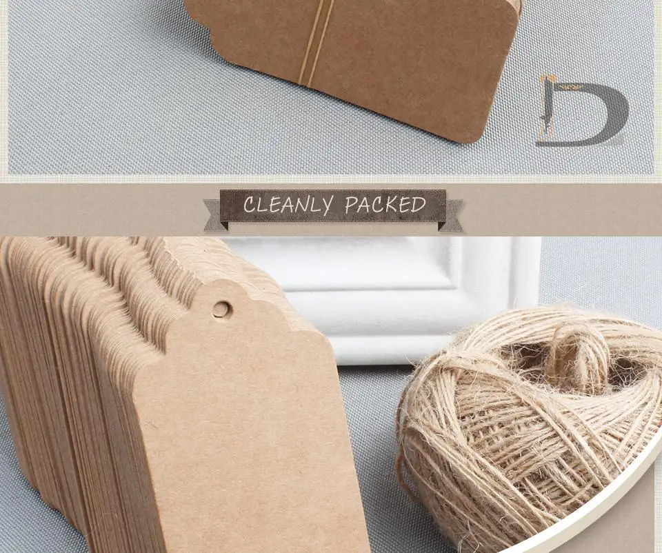 Großhandel 500 Stück 4,5 x 9 cm leere Preisschild Kraftpapier Geschenkanhänger mit Hanfschnüre DIY braunes Papier Kraftetikettenpapier TAGGING – Detail 10