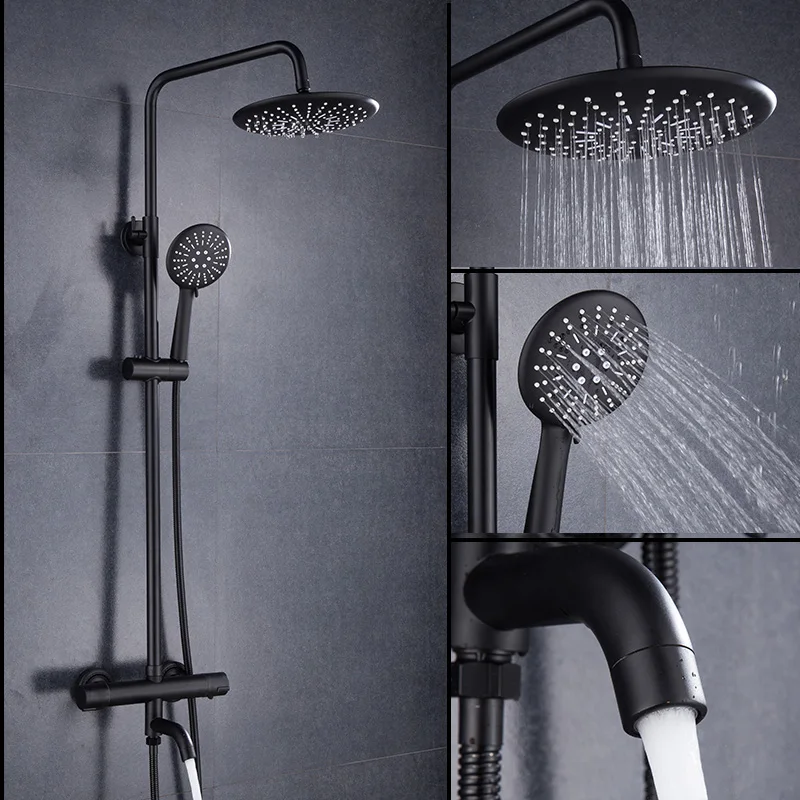 Luxury black thermostatic shower set square shower faucet hot and cold Shower faucet Bathtub thermostatic shower mixer MJ9891