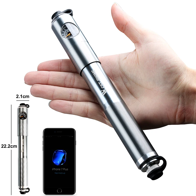 WEST BIKING High Pressure 160 PSI Bicycle Pump Mini Portable Handle Tire Inflator Air Pump Alloy Cycling Bike Pump With Gauge