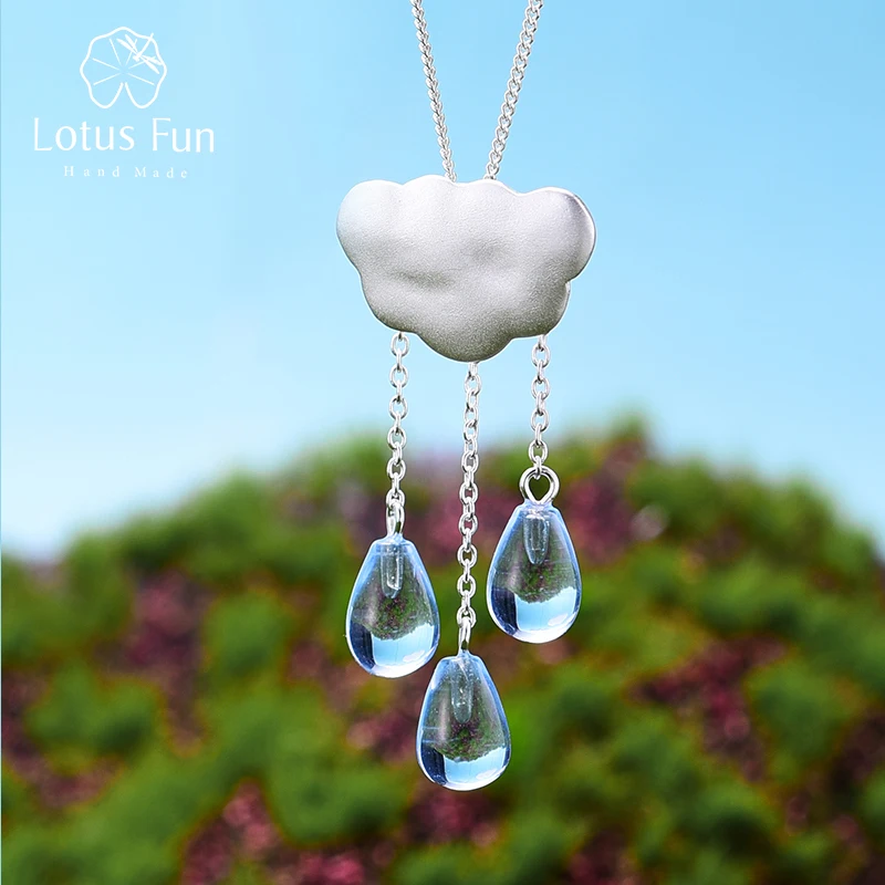 Lotus Fun Real 925 Sterling Silver Natural Handmade Fine Jewelry Ethnic Cloud Long Tassel Pendant without Necklace for Women