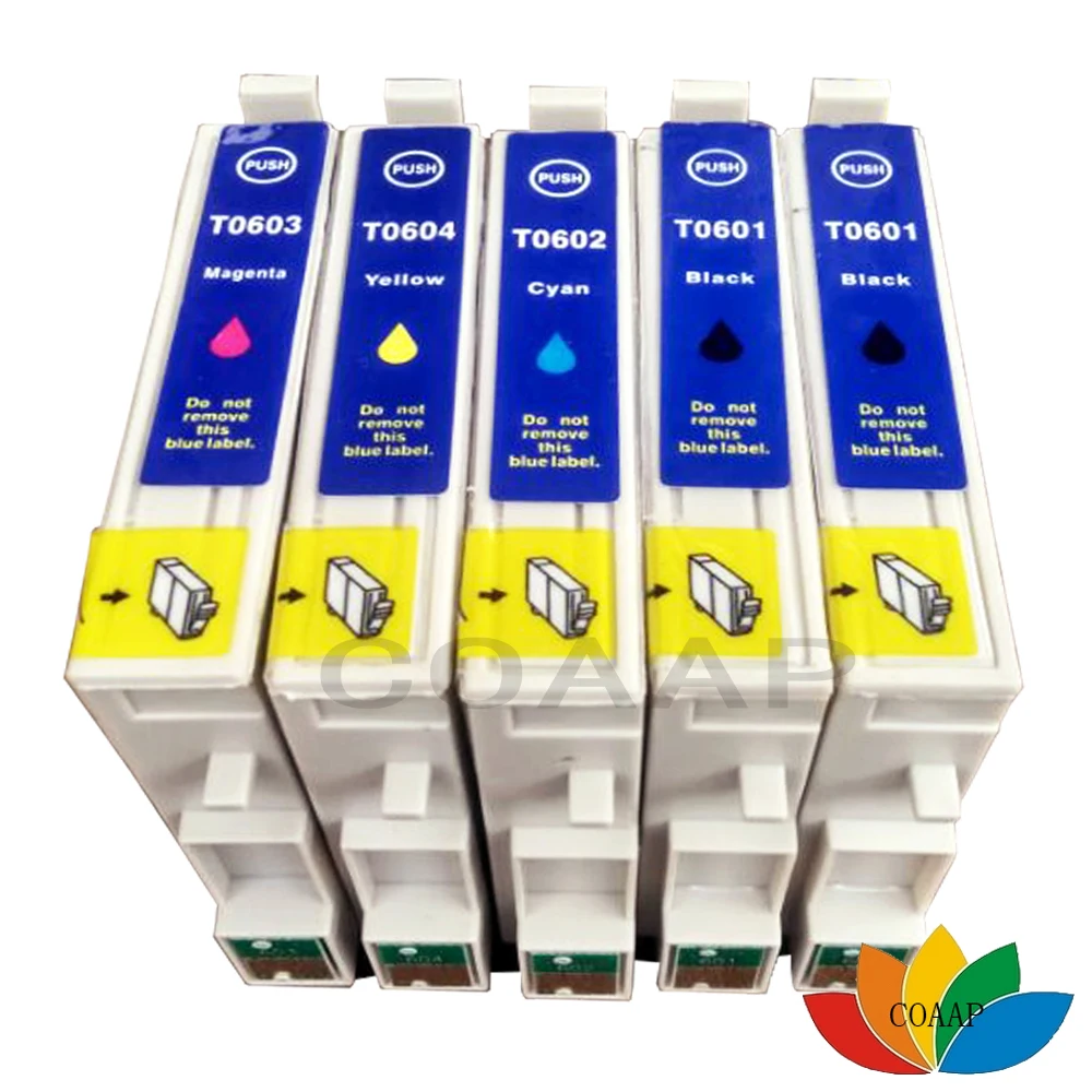 5PCS Compatible 60 ink cartridges for T0601 T0602 T0603 T0604 Epson Stylus C88 CX3800 CX3810 CX4200 CX4800 CX5800F CX7800