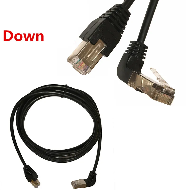 Elbow Down Angled Cat5e 8P8C STP Cat5 Cat 5e RJ45 Lan Ethernet Network Patch Cord to Straight Cable 90 Angled 50cm 1m 2m 5m