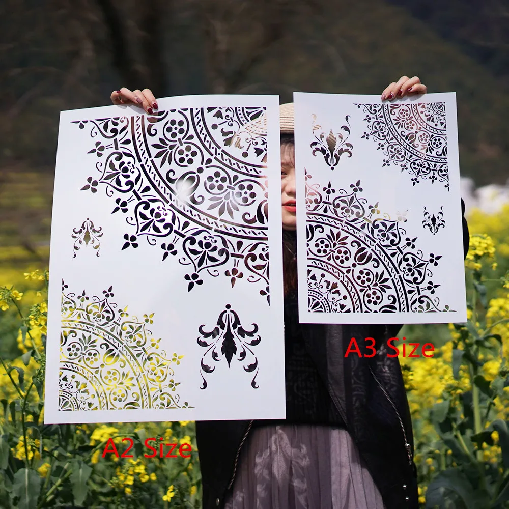 A3 A2 Size DIY Craft  Layering Mandala Stencils For Walls Painting Scrapbooking Stamping Album Decorative Embossing Paper Cards
