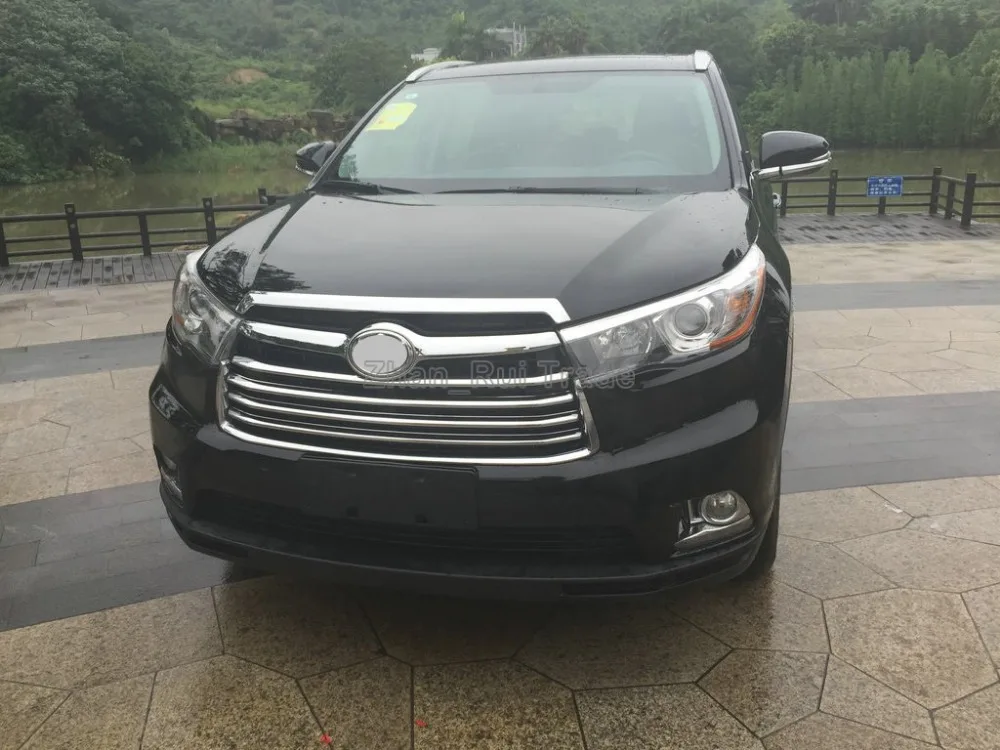 Toyota Highlander 2014-2019 용 후드 트림 주변의 ABS 크롬 프론트 그릴