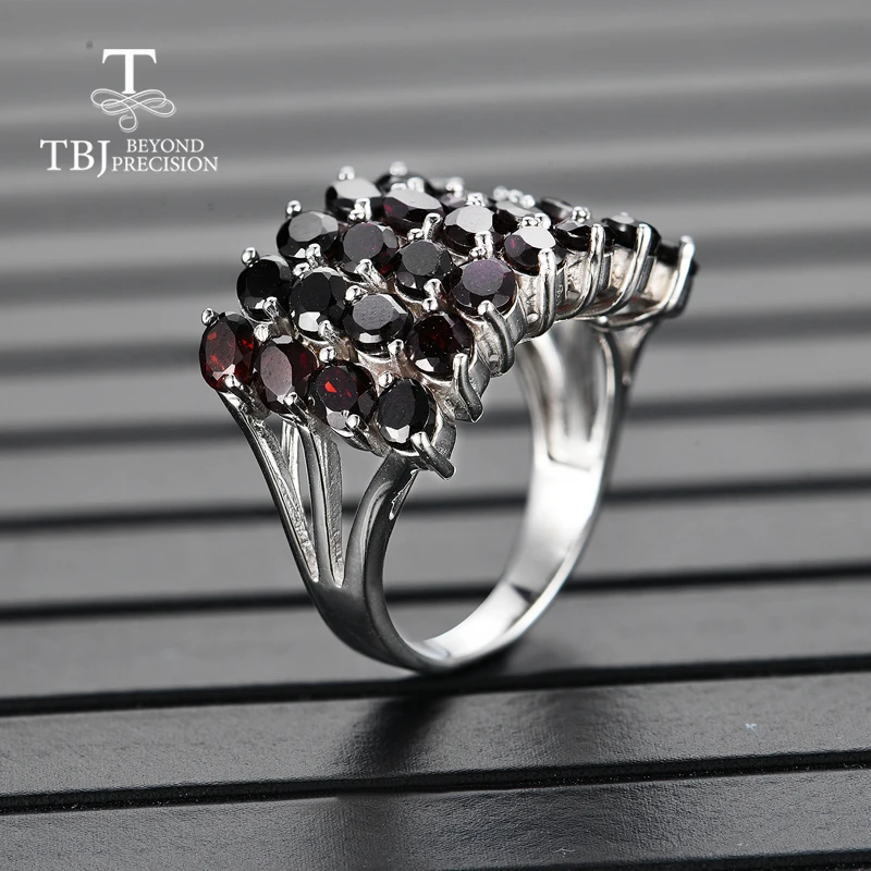 TBJ,new style natural gemstone black garnet rings 925 sterling silver fine jewelry for woman anniversary & birthday nice gift