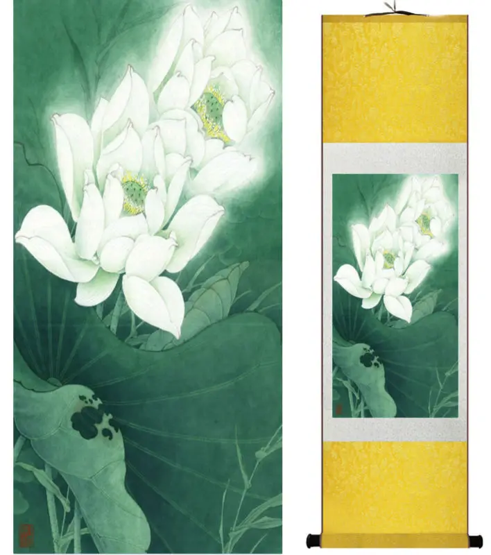 Lotus painting Water lily painting  Chinese wash painting home decoration painting Chinese traditional art panting  No.32415