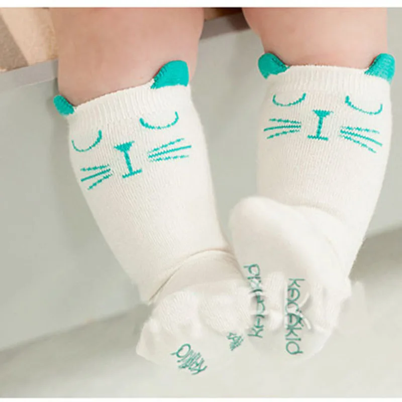 Unisex Baby Girls socks floor sock boys Infant Cotton Printed Cute Cat Anti-slip Soft Knee Socks Slipper baby winter fox socks