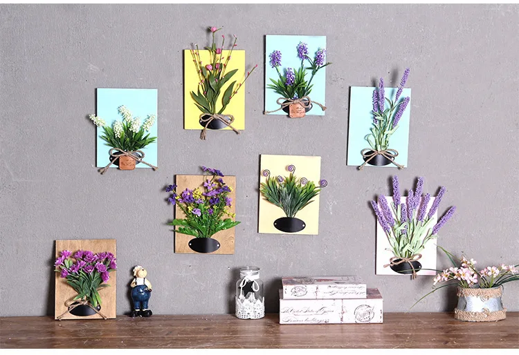 

1PC 3D Handmade artificial succulent plant wood photo frame wall hanging Imitation flowers home decor living Room ME 002