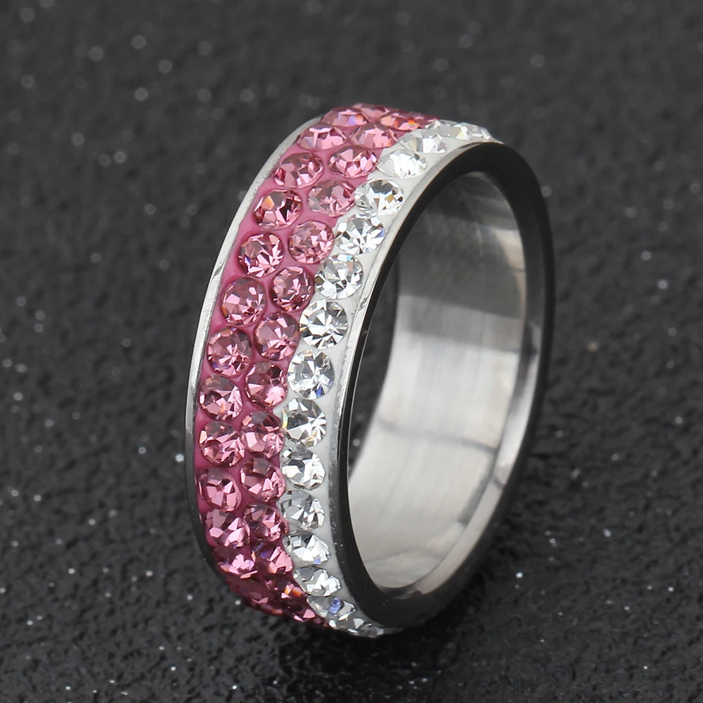 Christmas gift  Czech crystal rings for women and girl High Quality stainless steel ring accessories jewelry Wholesale