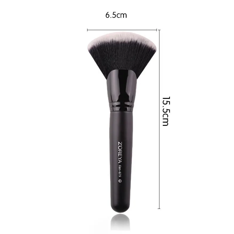 Zoreya Brand  Professional Nylon Large Fan Brush Black Wooden Handle Makeup Brushes Beauty Cosmetic Tools For Blusher