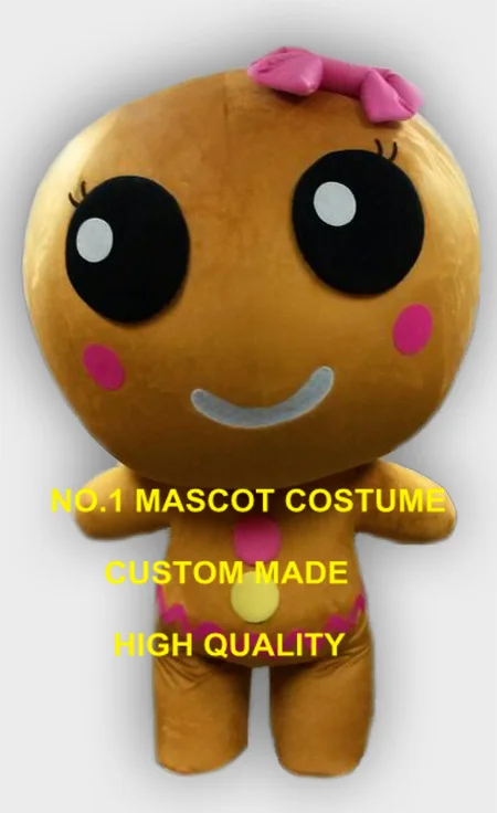 

Professional Custom Wholesale Ginger Bread Girl Mascot Costume Adult Cartoon Xmas Ginger Bread Theme Anime Cosply Mascotte1859