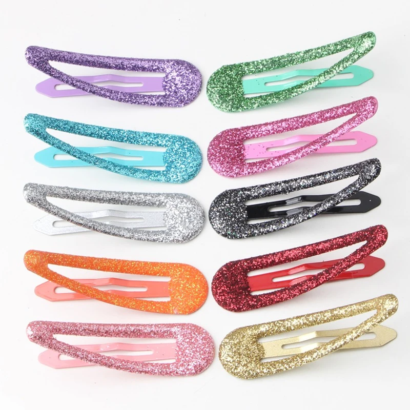 100pcs/lot Children Barrettes Bobby Pin Glitter Hair Clips Girls\' Hair Accessories 48MM Hairpins Claw Clips For Women Wholesale