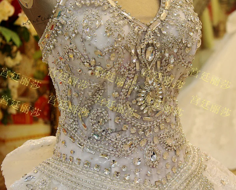 Vestido de novia 2019 vestido de casamento de luxo strass cristais vestidos de noiva vestido de baile rendas sparky vestidos de casamento halter arco