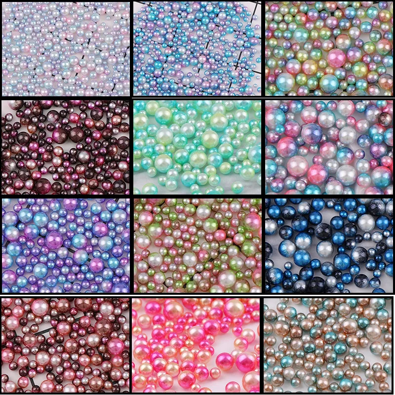 3/4/5/6mm 400-500PCS Mixed Gradient Pearls Without Holes Resin Accessories Jewelry Fillings Mermaid Beads For Nail ArtDecor