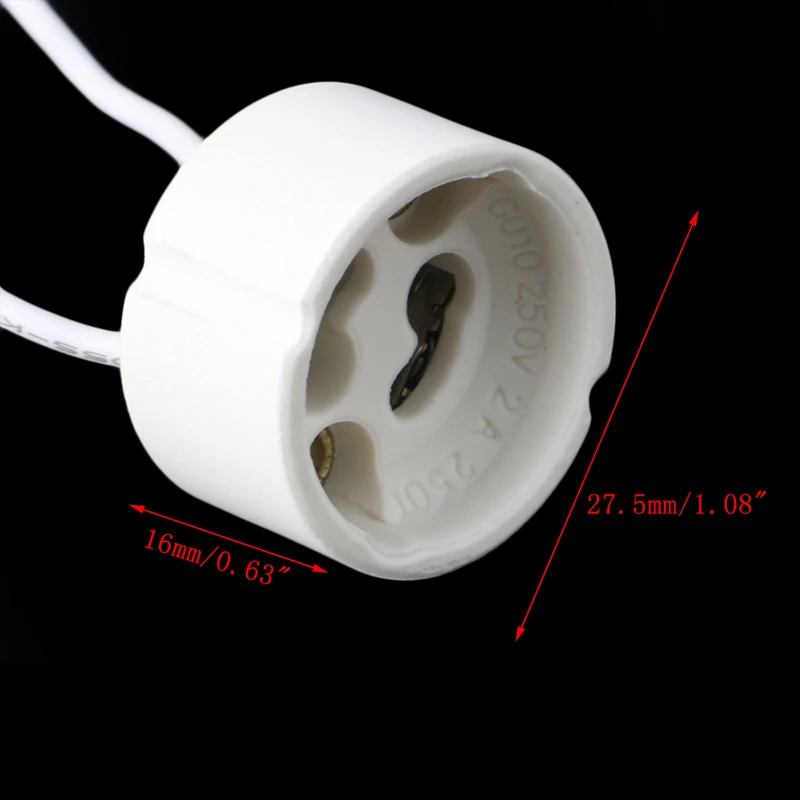 GU10 Socket LED Bulb Halogen Lamp Holder Base Ceramic Wire Connector New