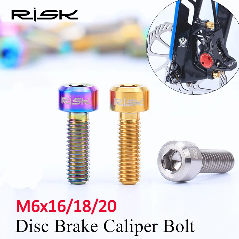 

RISK 4PCS M6*16/18/20mm Titanium Alloy Bicycle Disc Brake Caliper Fixing Bolts MTB Bike Oil Disc Brake TC4 Retaining Screws