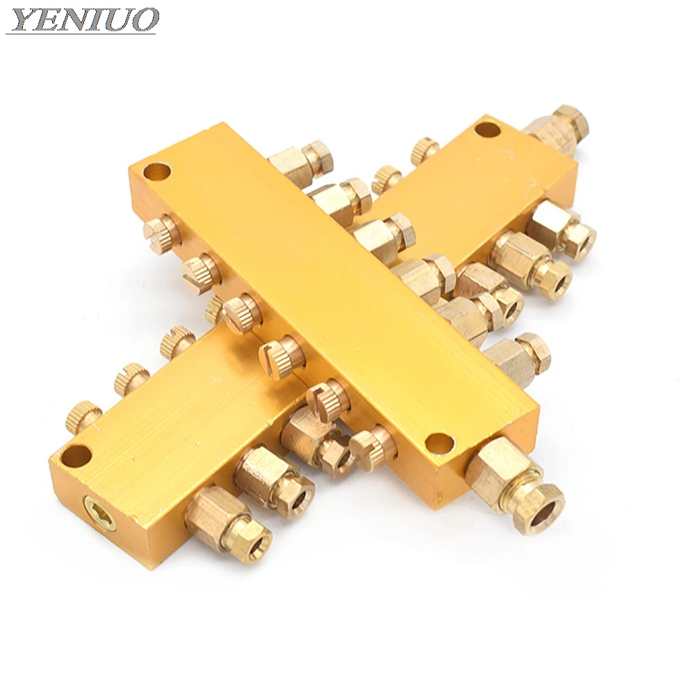 lubrication valve Brass Adjustable Lube Oil Distributor Value Manifold Block 2/3/4/5/6/7/8/9/10 Way