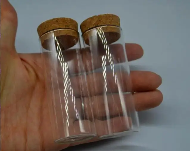 100pcs 30*75mm Glass Small Clear Cork Bottle test tube Mini Vial For Wedding Holiday Decoration Wooden Lid Empty Pot Sample Jars