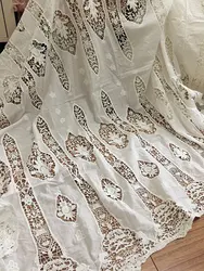 Tessuto di pizzo all'uncinetto in puro cotone stile Vintage, abito da sposa abito da ballo abito da ballo tessuto di pizzo di cotone Haute Couture 130cm di larghezza