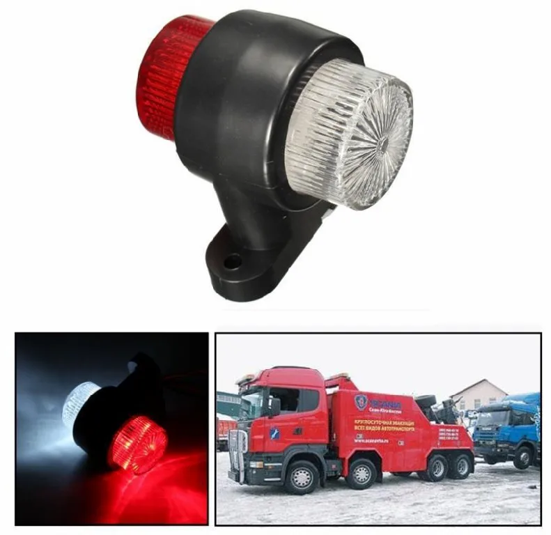 2Pcs 10-30V 8 LED Red & White Side Marker Light Lamp Trailer Truck Lorry Caravan Vhicles Tail Led Light 10-30V DC 8LEDs （1Pair ）