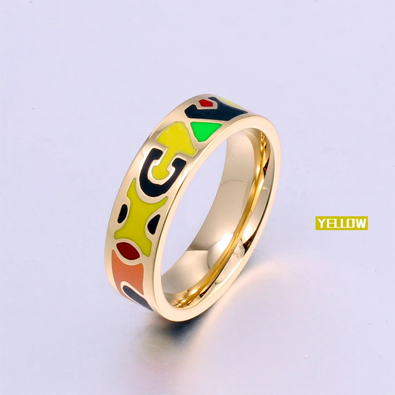 Fine Jewelry New Arrival Stainless Steel Rings for Women Birthday gift Fashion Pretty Charm Letters design Enamel Ring