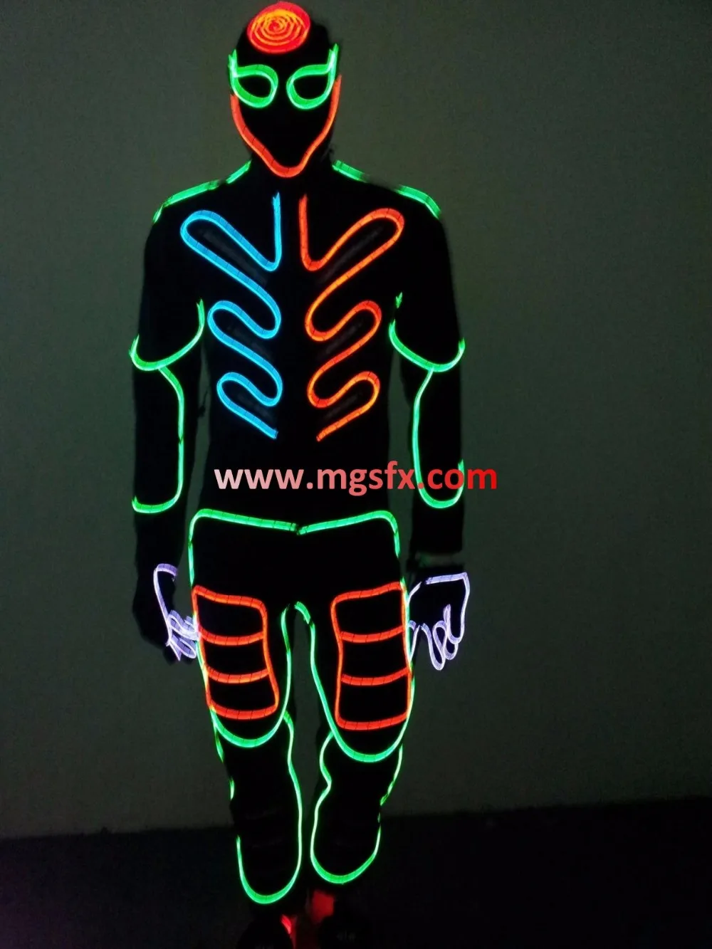 

2023 halloween Dance performance Neon light suit optic fiber EL Wire show clothing DJ Disco nightclub luminous glowing costumes