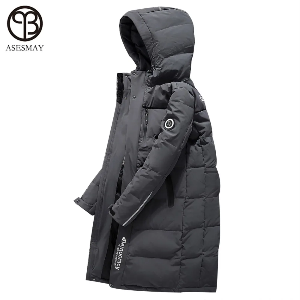 

Asesmay 2017 White Duck Down Jacket Men's Winter Coat Hooded Long Down Parka Brand Clothing High Quality Russian Winter Jackets