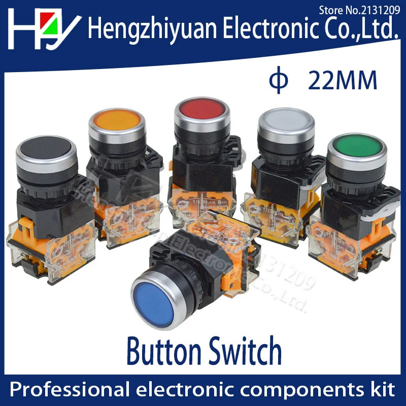 Hzy 22mm momentary Push button switch 1NO+1NC AC 220V CNC LATHE MEDICAL EQUIPMENT