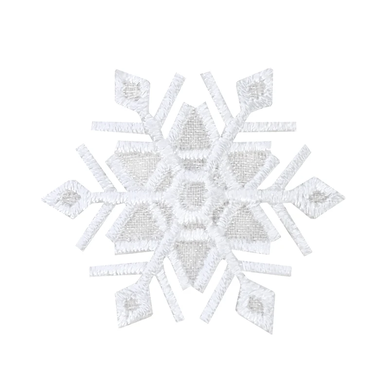 High Quality White Snowflake Patches Iron On Applique for Clothing Winter Dress Shoes Sew On Patches for DIY Accessories