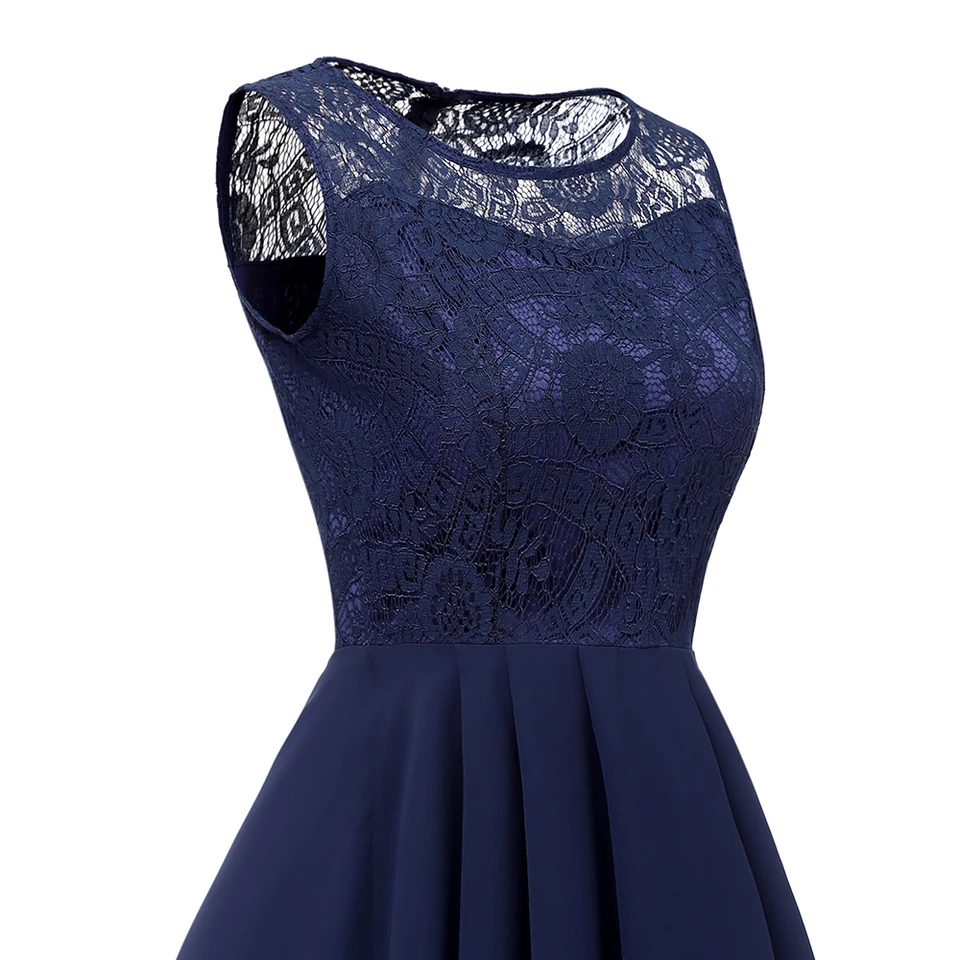 knee length dresses for ladies Elegant Navy Blue Lace Ankle-Length Homecoming Dress