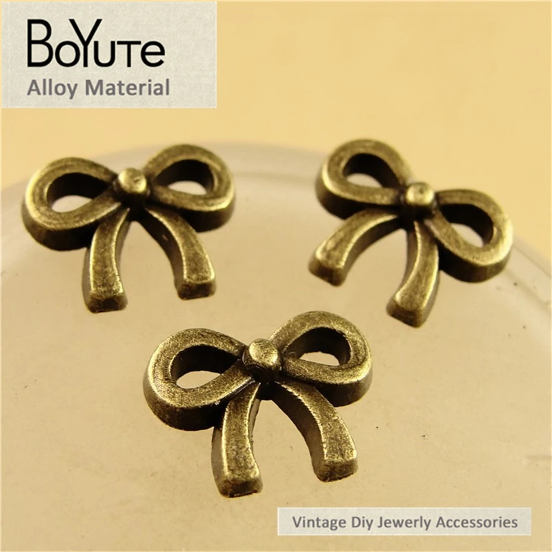 BoYuTe (200 Pieces/Lot) 8*10MM Antique Bronze Plated Zinc Alloy Bowknot Charms Pendants Jewelry Findings Diy Handmade