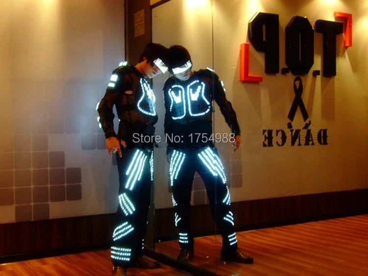 

DHL free shipping armor Dance performance stage remote control led armor dress luminous led dance costume party supply