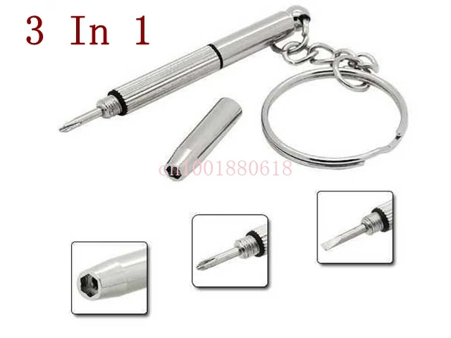 

Free Shipping 3 in1 Eyeglass Keychain Screwdriver Brand New Sunglass Watch Repair Kit ,500pcs/lot