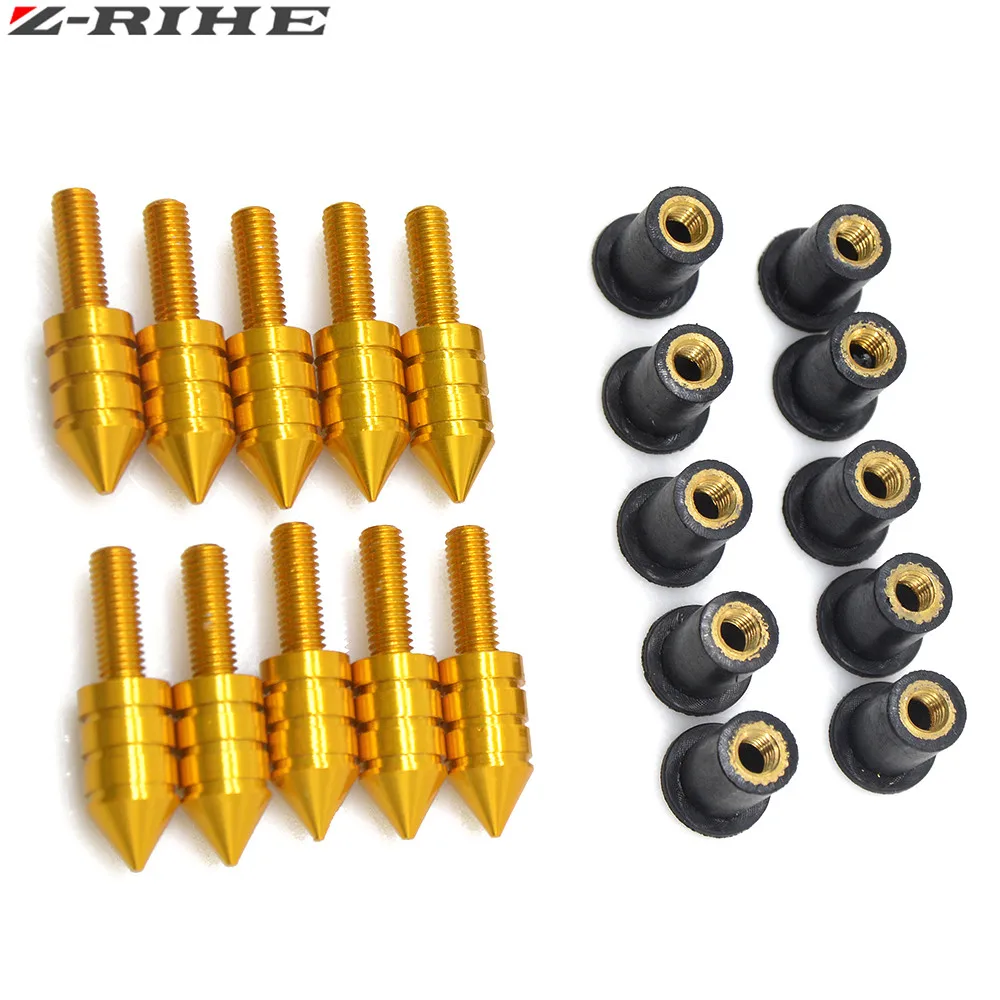 Motorcycle Windscreen Spike M5 Bolts Well Nuts For Suzuki GSXR 600 750 1000 Hayabusa/Honda CBR 600 954 1000 RR/YZF R1 R6 ZX6R