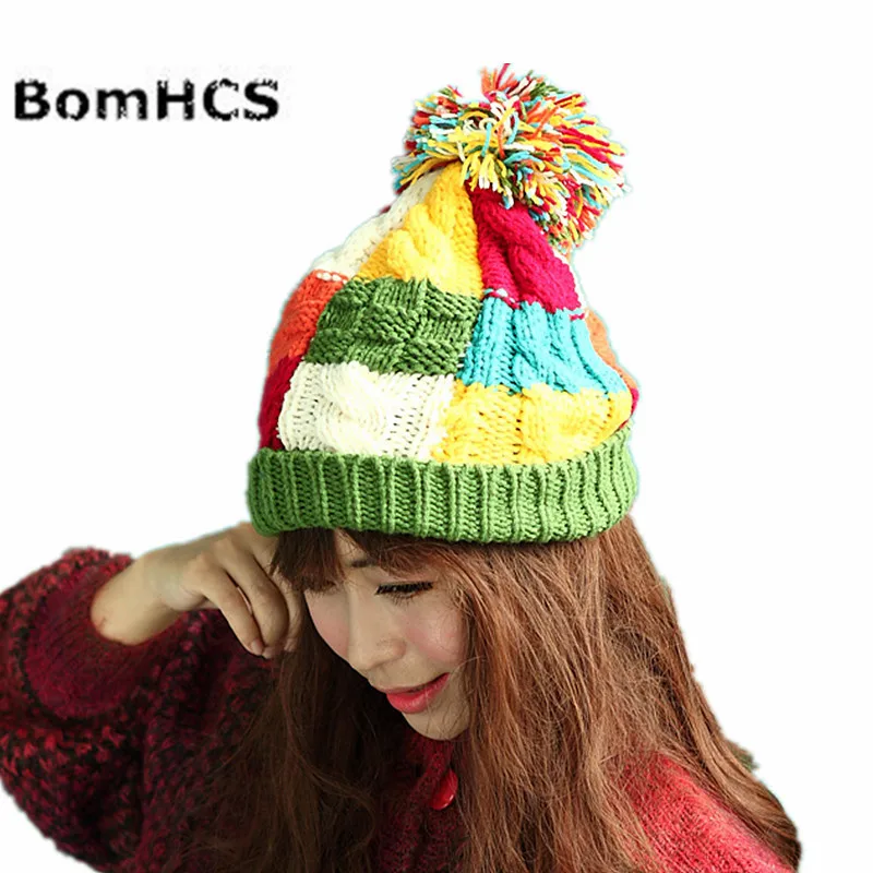 BomHCS Trendy Warm Chunky Soft Stretch Cable Knit Slouchy Beanie Hat Cap