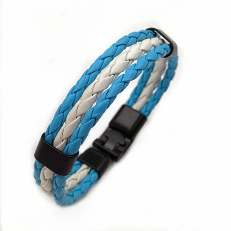 2018  National Flag Brazil England Argentina Leather Bracelet 3 Strands Braided Bracelet Wristband Jewelry