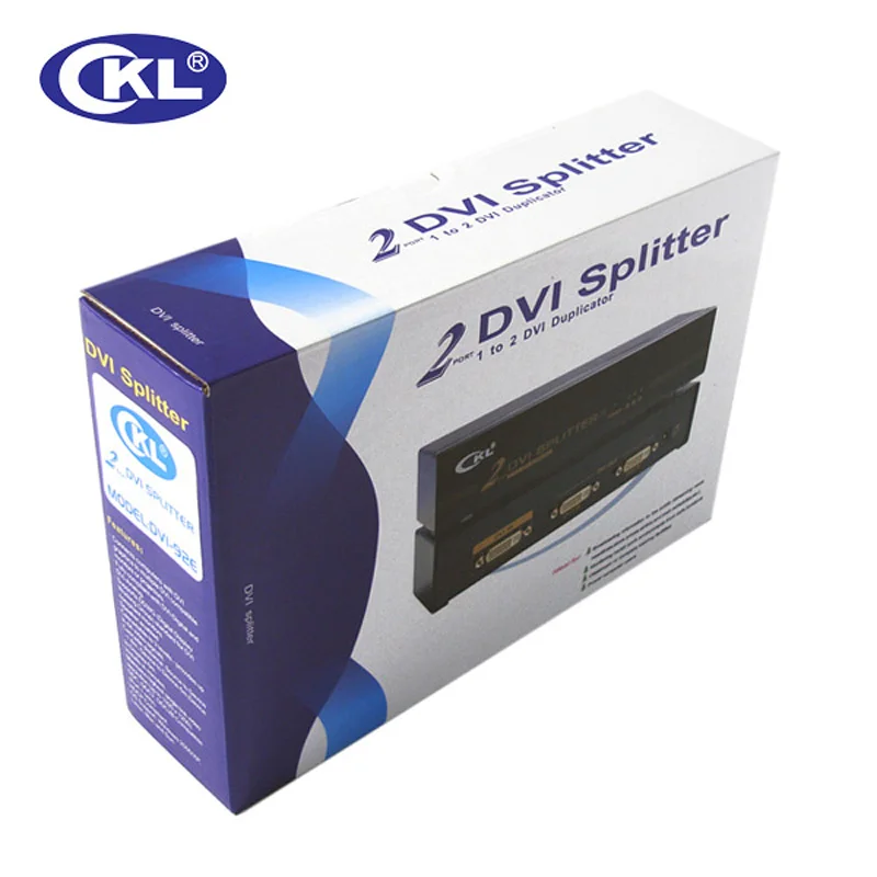 CKL-92E 2 Port DVI Splitter 1x2 sygnału DVI dystrybutora pudełko