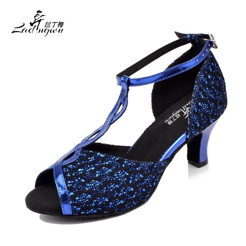 

Ladingwu Wholesale New Blue Flash Cloth and PU Ballroom sapato feminino festa Dancing Shoes For Women Latin Numbering Z-87