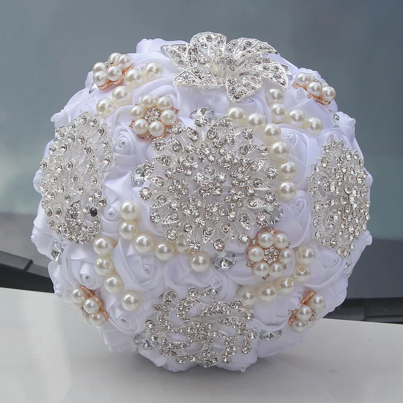 Hot white Artificial Flowers Foam Ball Wedding Bridal Bouquets Durable Silk Throw Wedding Bouquet Custom