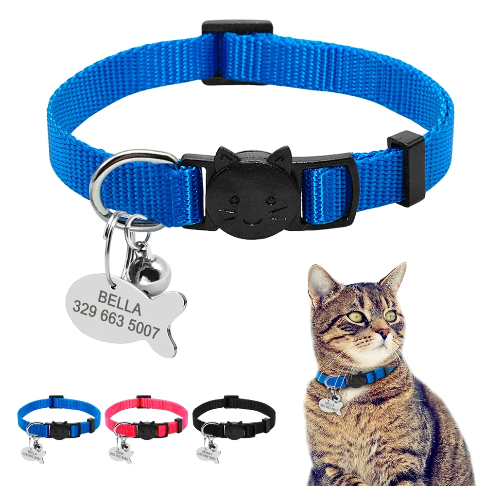 Segurança Breakaway Cat coleiras com Bell, personalizado colarinho, liberação rápida, gatinho e cachorro, cães e gatos