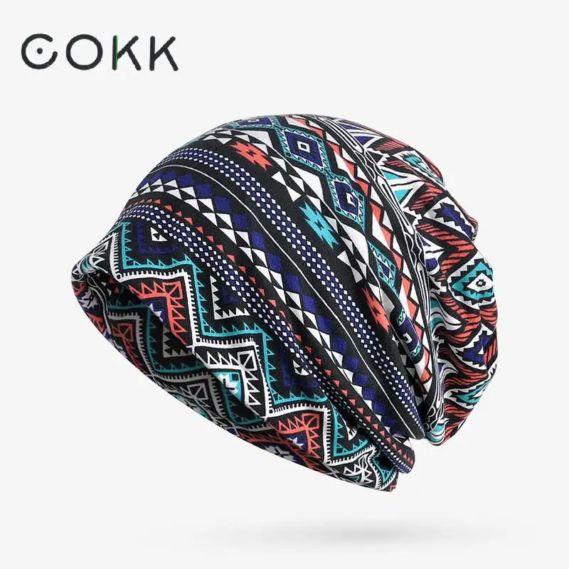 

COKK Turban Hat Female Women's Winter Hats For Men Skullies Beanies Plaid Pattern Winter Beanie Bonnet Femme Gorros Knitted Cap