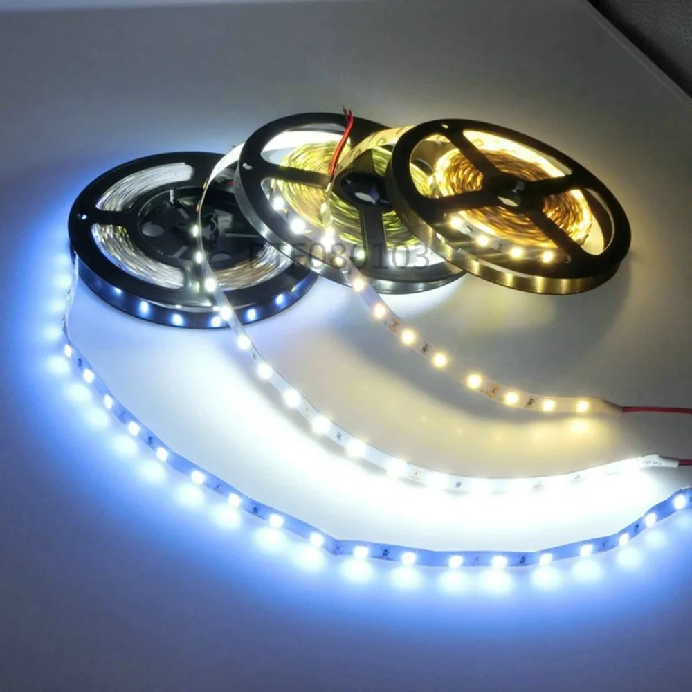 5M or 10M /Pack 2835 SMD More Brighter Than 3528 5050 SMD LED Strip light DC 12V 60LEDs/M Indoor Decorative Tape White Blue Red