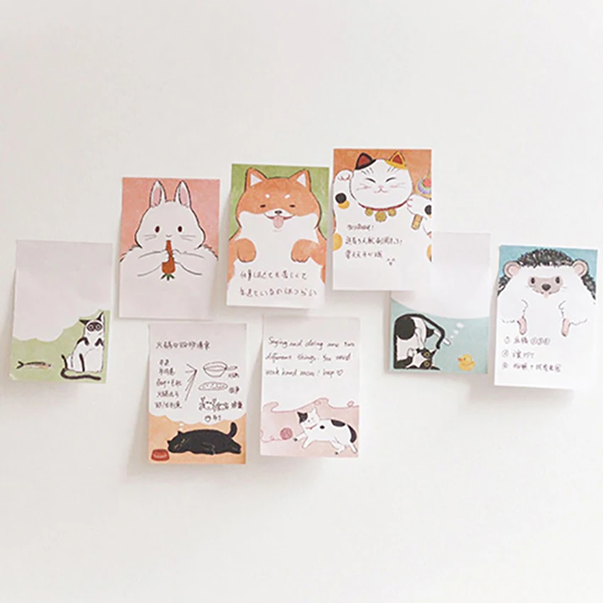 Cute Cat Series Memo Pad 30 Sheet Cartoon Paper Sticker Bookmark Notepad Office Stationery N Times Write Message Sticky Notes