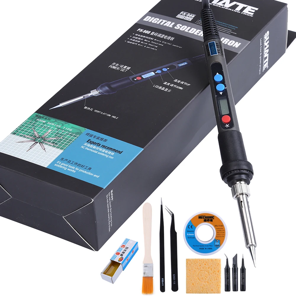 

Digital LCD Adjustable Temperature Electric Soldering Iron 220V 90W Soldeerbout Welding Repair Tools Kit+Solder Wire+3 Tips