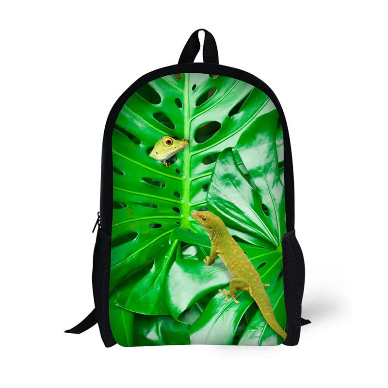 

Children School Bags for Teenage Girls Green leaf animal Schoolbags Kids Bookbag 3D Cartoon Animal Backpack Mochila