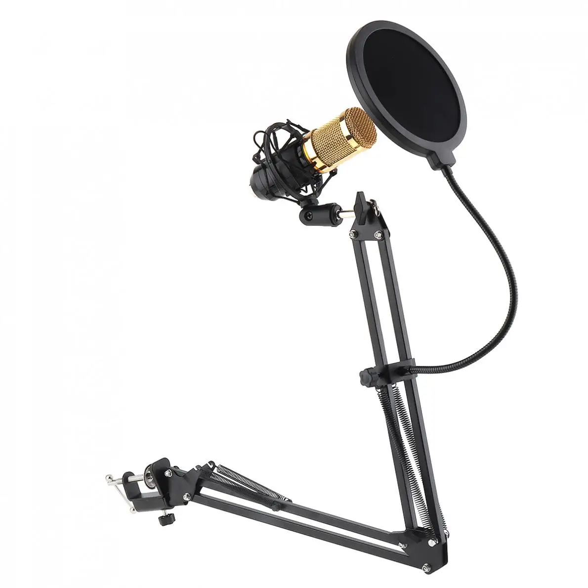 

Black NB-35 Microphone Scissor Arm Stand Mic Clip Holder with Desktop Alloy Base Clamp fit for KTV Studio High Quality