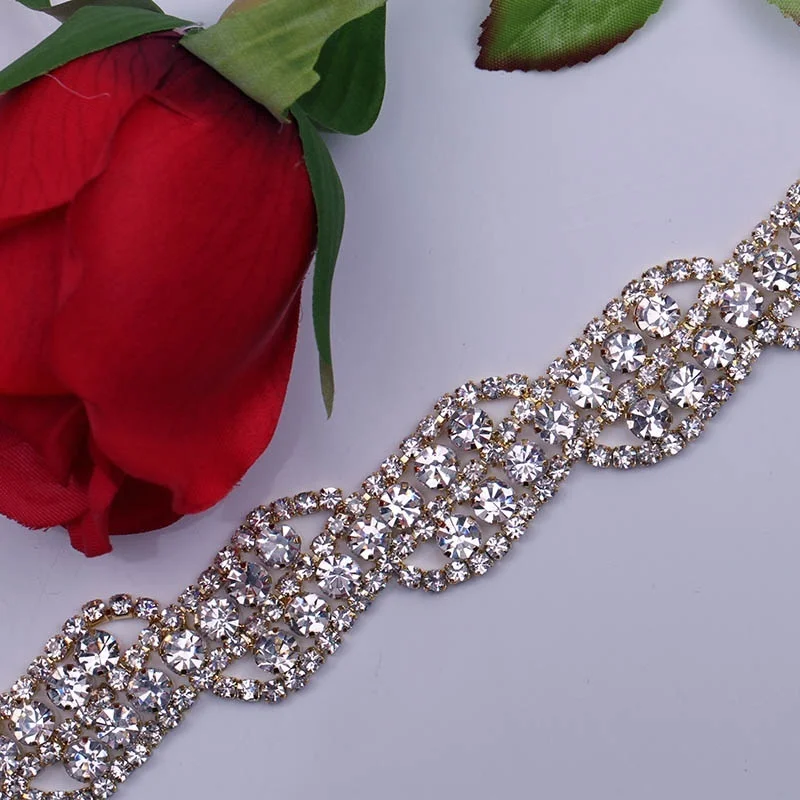 Free Shipping 5yards Rhinestone Chain Bridal Sash Rhinestone Applique, Wedding Applique,Rhinestone Trimming LSRT084