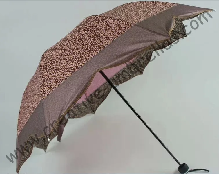 Maple leaf umbrella,leopard printed fabric,8k ribs,three fold,hand open umbrellas,imitation paradise umbrella.supermini